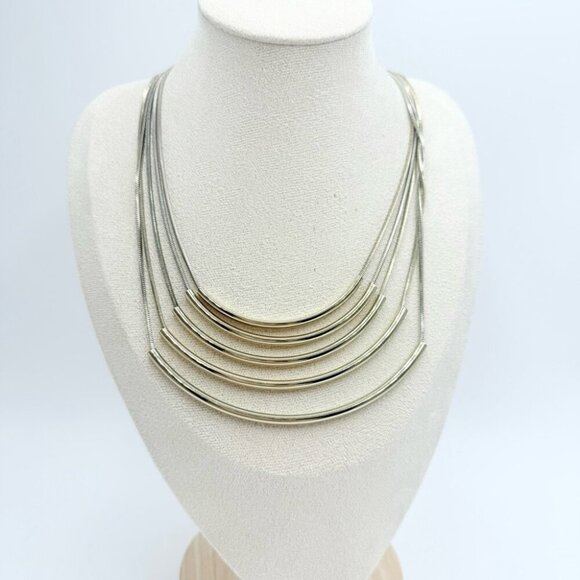 Chico’s Silver Tone Chain Multi Layered Necklace - Picture 1 of 8